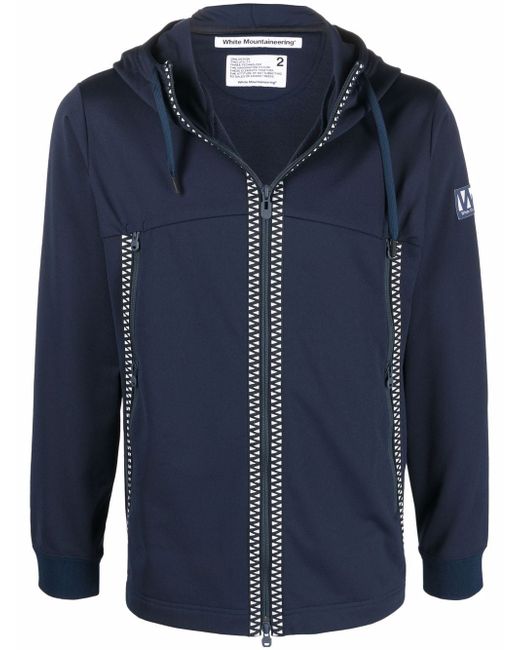 White Mountaineering logo-patch zip-up hoodie
