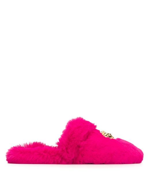 Versace fluffy Medusa slippers