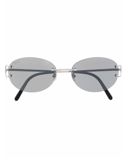 Cartier logo-engraved oval sunglasses