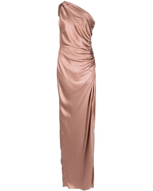 Michelle Mason one-shoulder silk gown