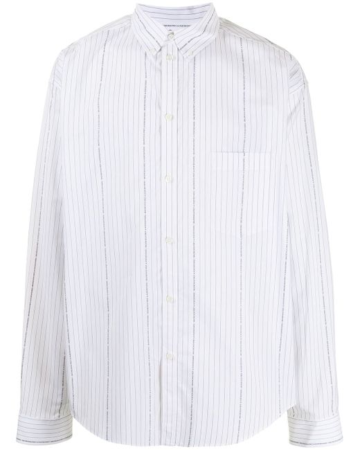 Balenciaga logo-print pinstriped shirt
