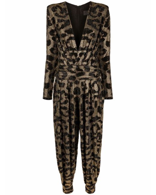 Philipp Plein gem-embellished leopard-print jumpsuit