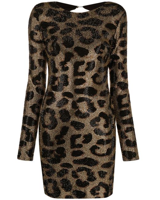 Philipp Plein leopard-print studded dress