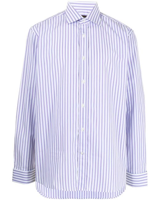 Canali bold-stripe cotton shirt