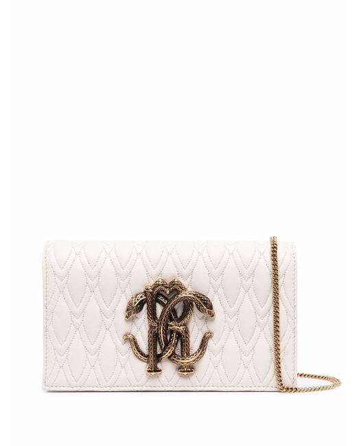 Roberto Cavalli Mirror Snake quilted clutch bag