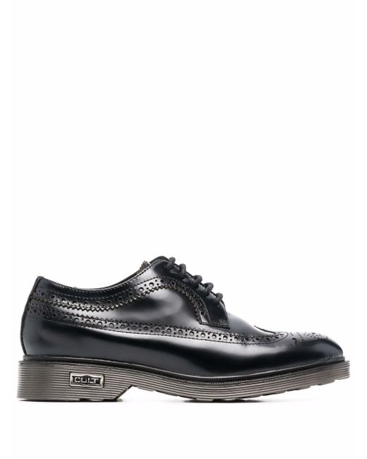 Cult perforated-design polished-leather shoes