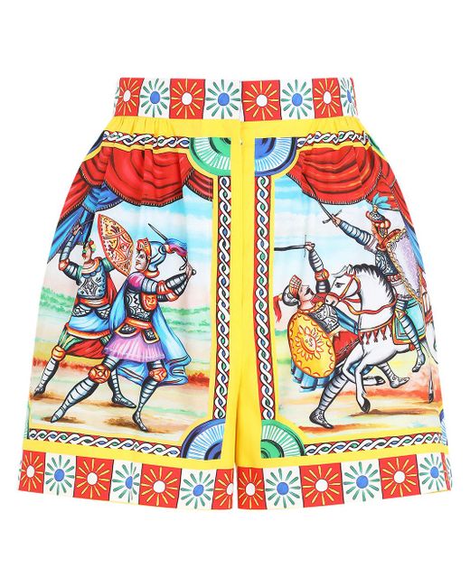 Dolce & Gabbana graphic-print high-waisted shorts
