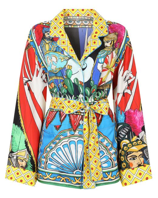 Dolce & Gabbana graphic-print belted jacket