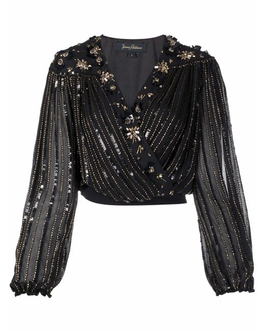 Jenny Packham sequinned cropped blouse