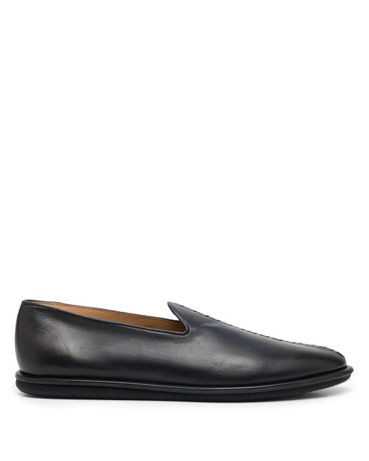Giorgio Armani leather-woven slippers