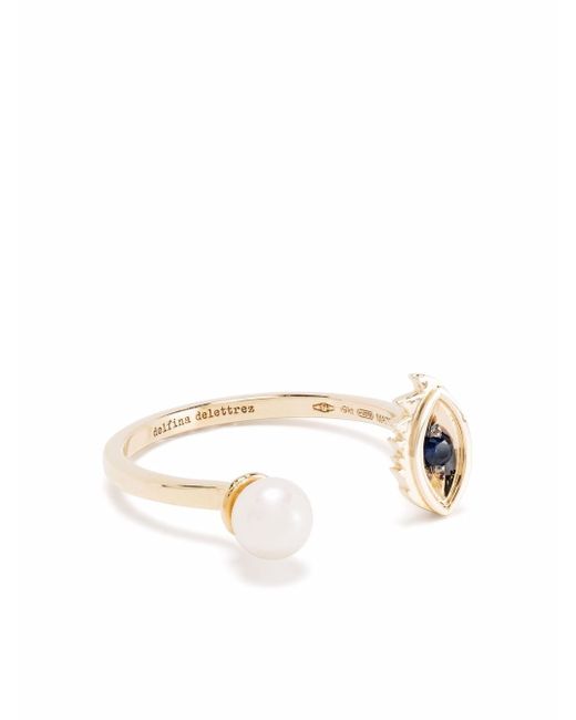 Delfina Delettrez 9kt yellow Micro-Eye Piercing sapphire and pearl ring