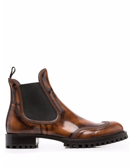 Versace Greca-trim almond-toe Chelsea boots