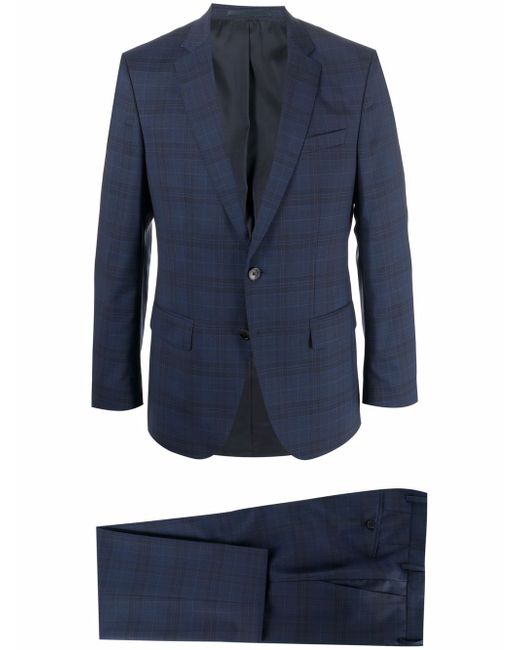Hugo Boss tartan-check pattern wool suit