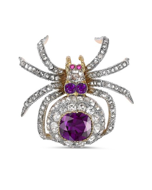 Pragnell Vintage pre-owned Victorian 18kt yellow and white gold amethyst diamond brooch