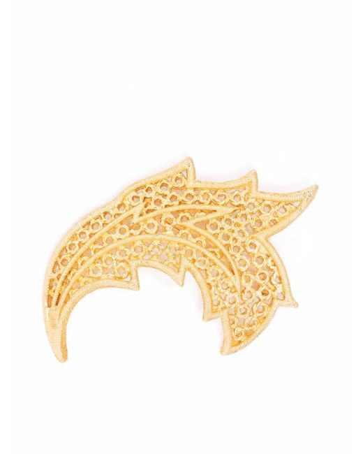 Christian Dior 1980s pre-owned textured leaf brooch