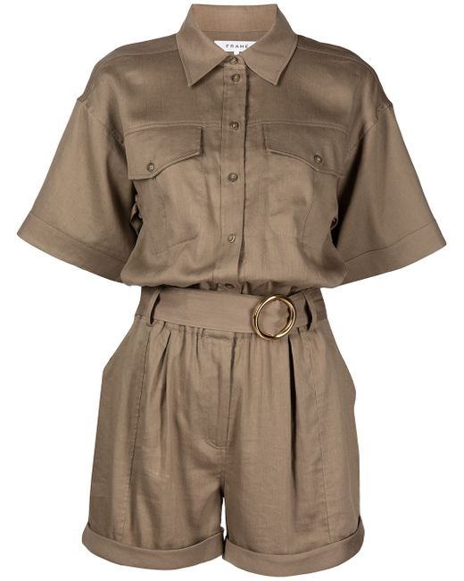 Frame short-sleeve button-down playsuit
