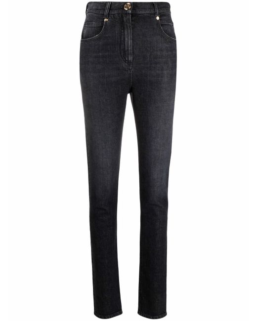 Balmain high-waisted button-detail denim jeans