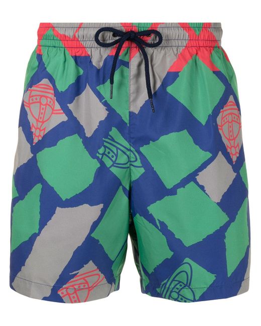 Vivienne Westwood abstract-print drawstring-waist swim shorts