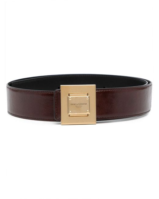 Dolce & Gabbana engraved-logo leather buckle belt
