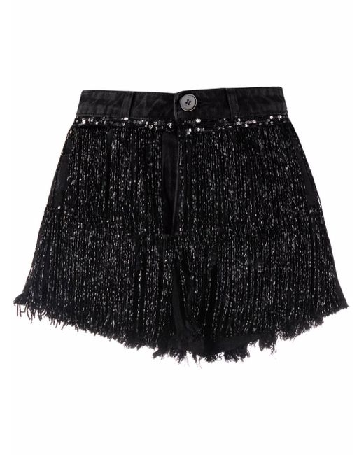 Loulou fringe-detail denim shorts