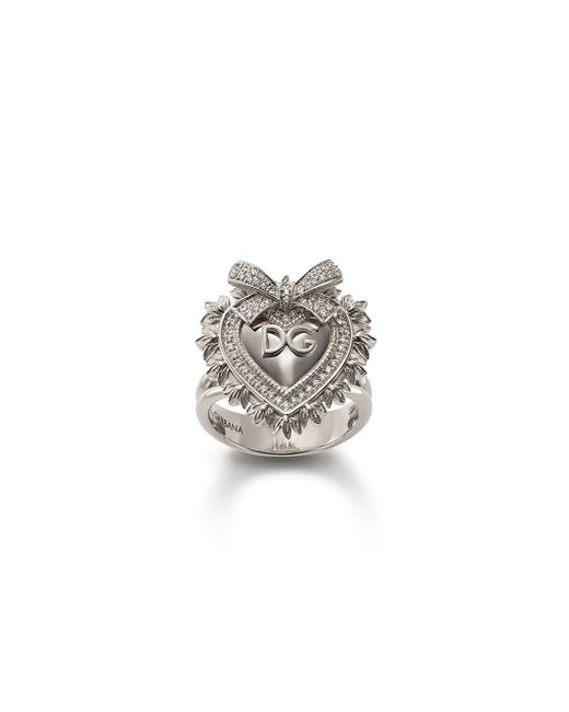 Dolce & Gabbana 18kt white gold Devotion diamond sacred heart ring