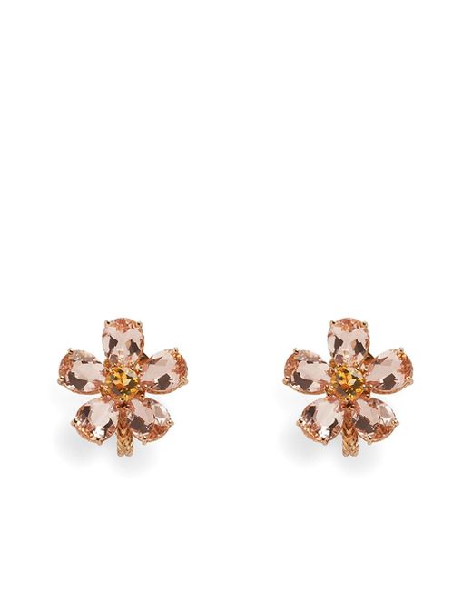 Dolce & Gabbana 18kt rose gold quartz flower earrings