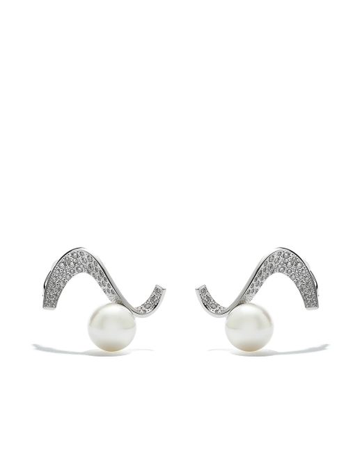 Tasaki 18kt white gold Cascade South Sea pearl and diamond earrings