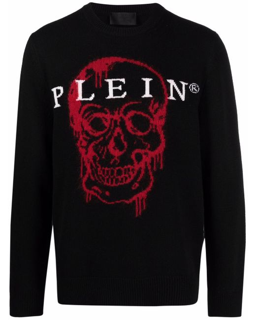 Philipp Plein skull intarsia-knit jumper