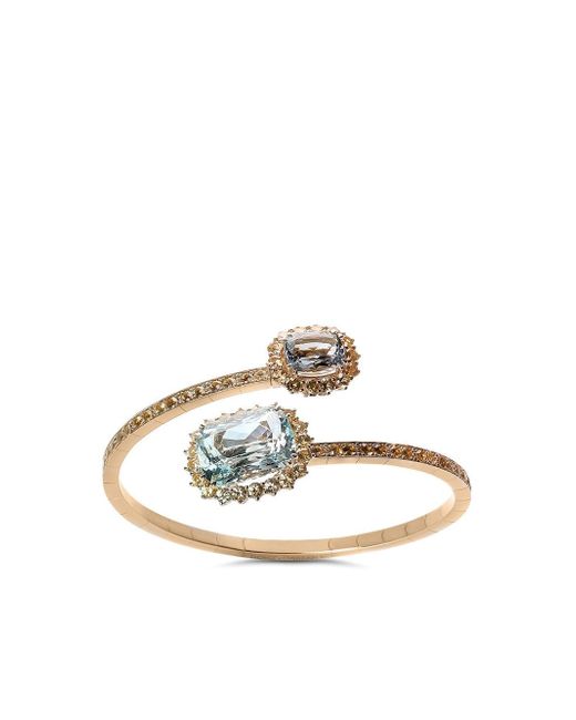 Dolce & Gabbana 18kt yellow acquamarine and sapphire ring