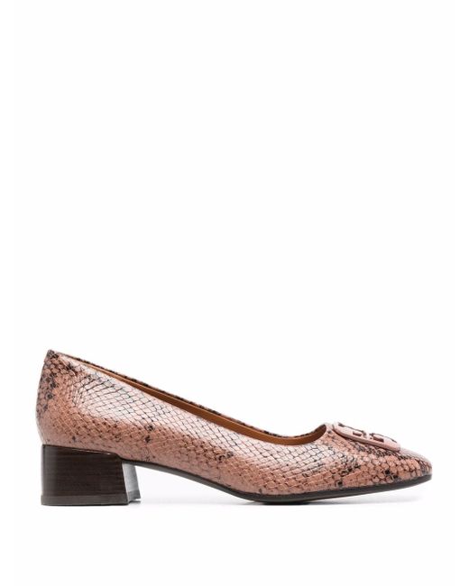 Tory Burch snakeskin-effect slip-on leather loafers