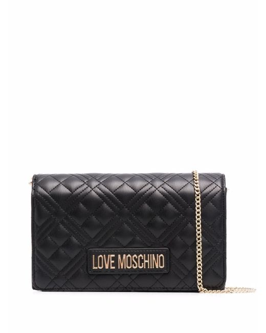 Love Moschino quilted logo-plaque shoulder bag