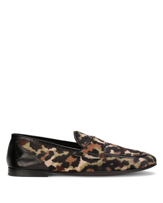 Dolce & Gabbana leopard print calf hair loafers
