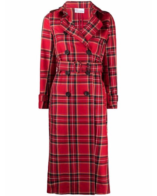RED Valentino belted checked trench coat