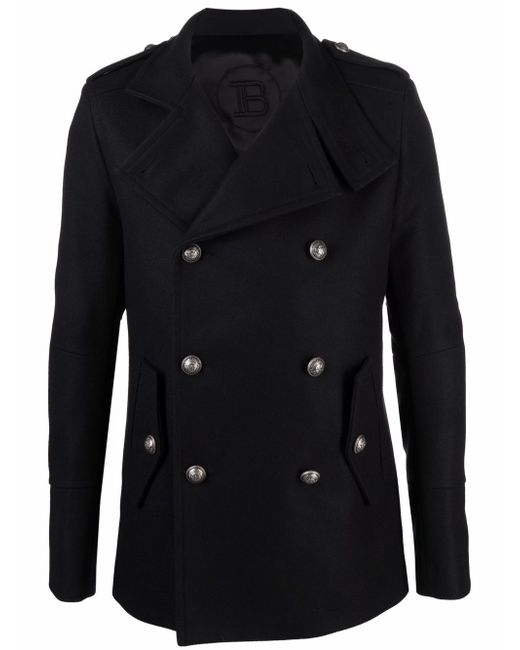 Balmain notched-lapel double-breasted coat