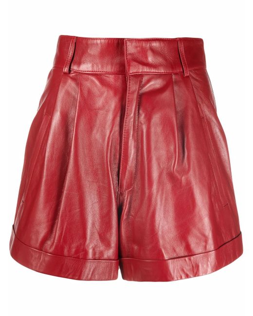 Manokhi pleat-detail leather shorts