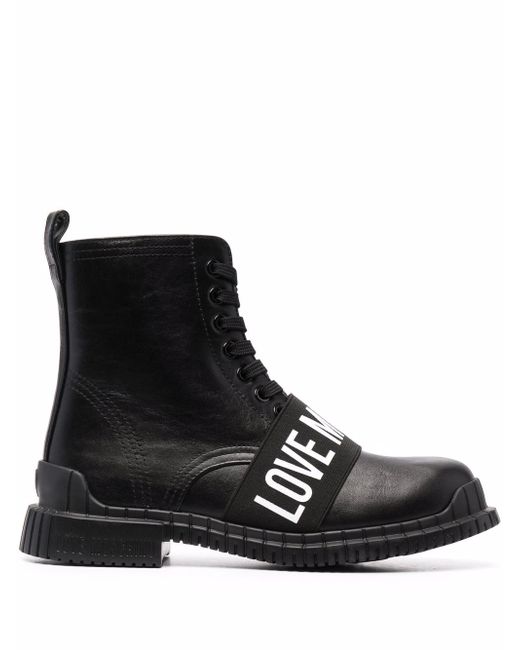 Love Moschino logo-strap ankle boots
