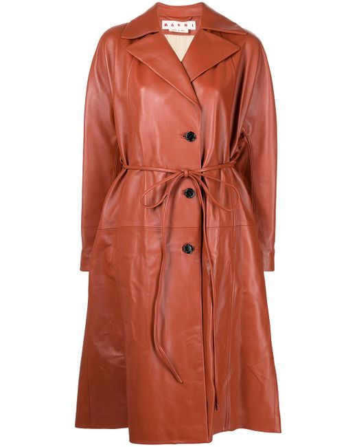 Marni belted leather trench coat