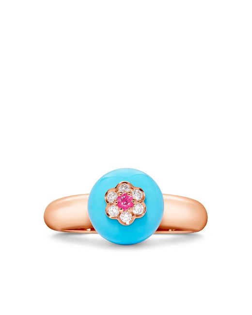 David Morris 18kt rose gold diamond turquoise Berry ring