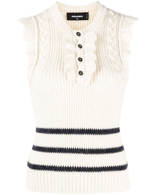 Dsquared2 ruffled sleeveless knitted top