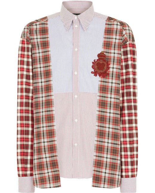 Dolce & Gabbana patchwork asymmetric-hem shirt