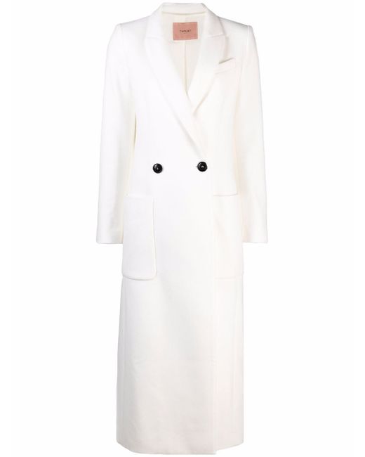 Twin-Set double-breasted long wool coat