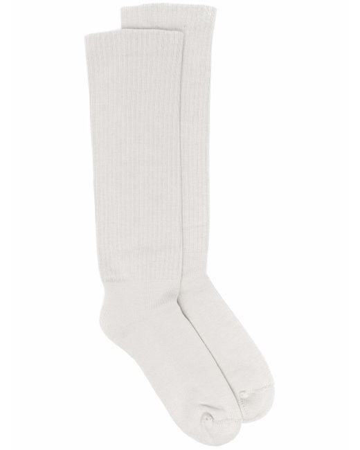 Rick Owens intarsia-knit logo knee-length socks