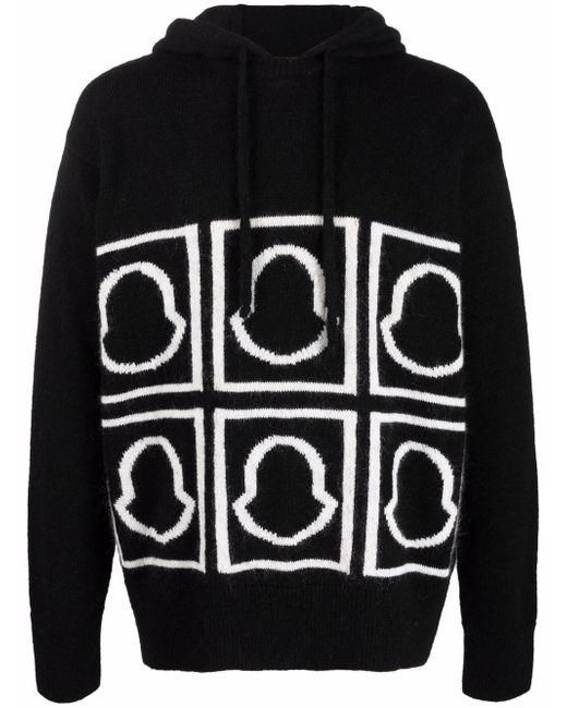 Moncler logo-intarsia knitted hoodie