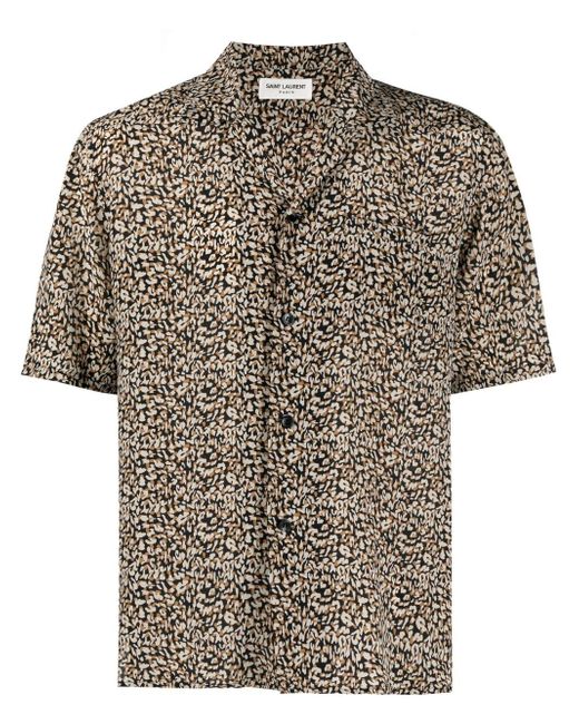 Saint Laurent leopard print short-sleeve shirt