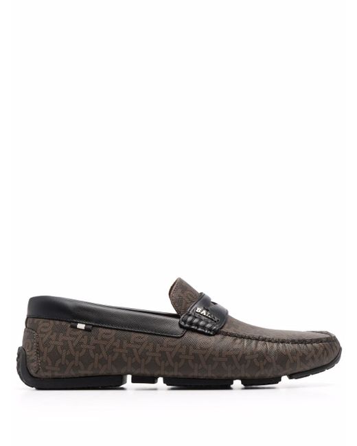 Bally chain logo-print leather loafers