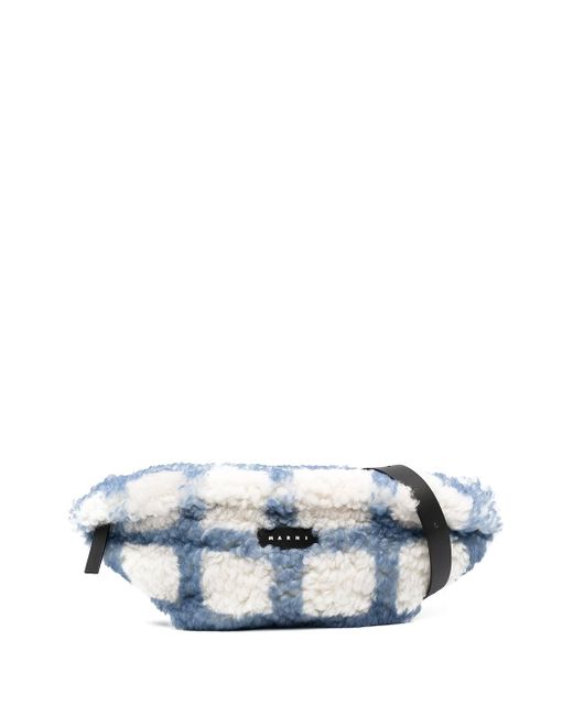Marni check-pattern shearling belt bag