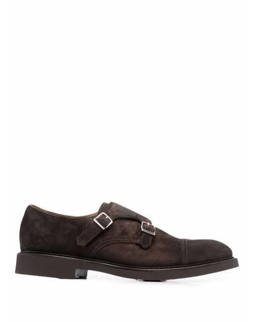 Doucal's suede double-buckle monk shoes