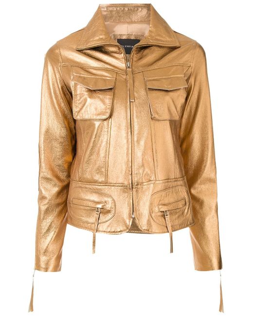 Olympiah -effect zip-up leather jacket