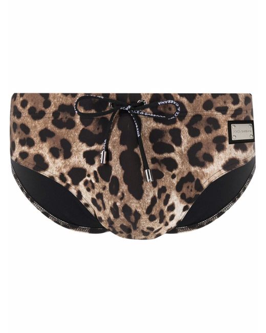 Dolce & Gabbana leopard-print swim trunks