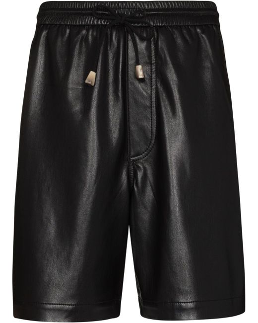 Nanushka drawstring vegan leather Bermuda shorts